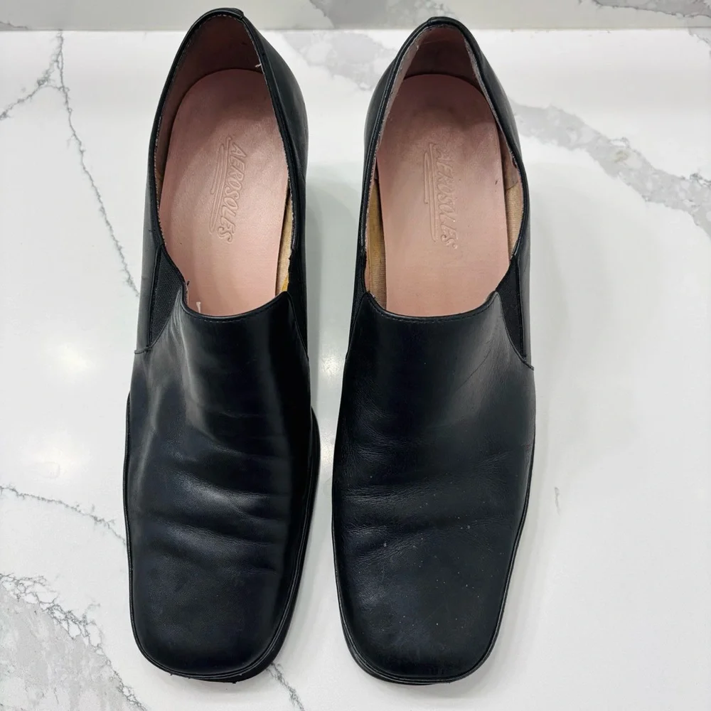 Vintage Aerosoles Women’s Black Leather Pump Heels, Size 9.5M - Picture 2 of 8